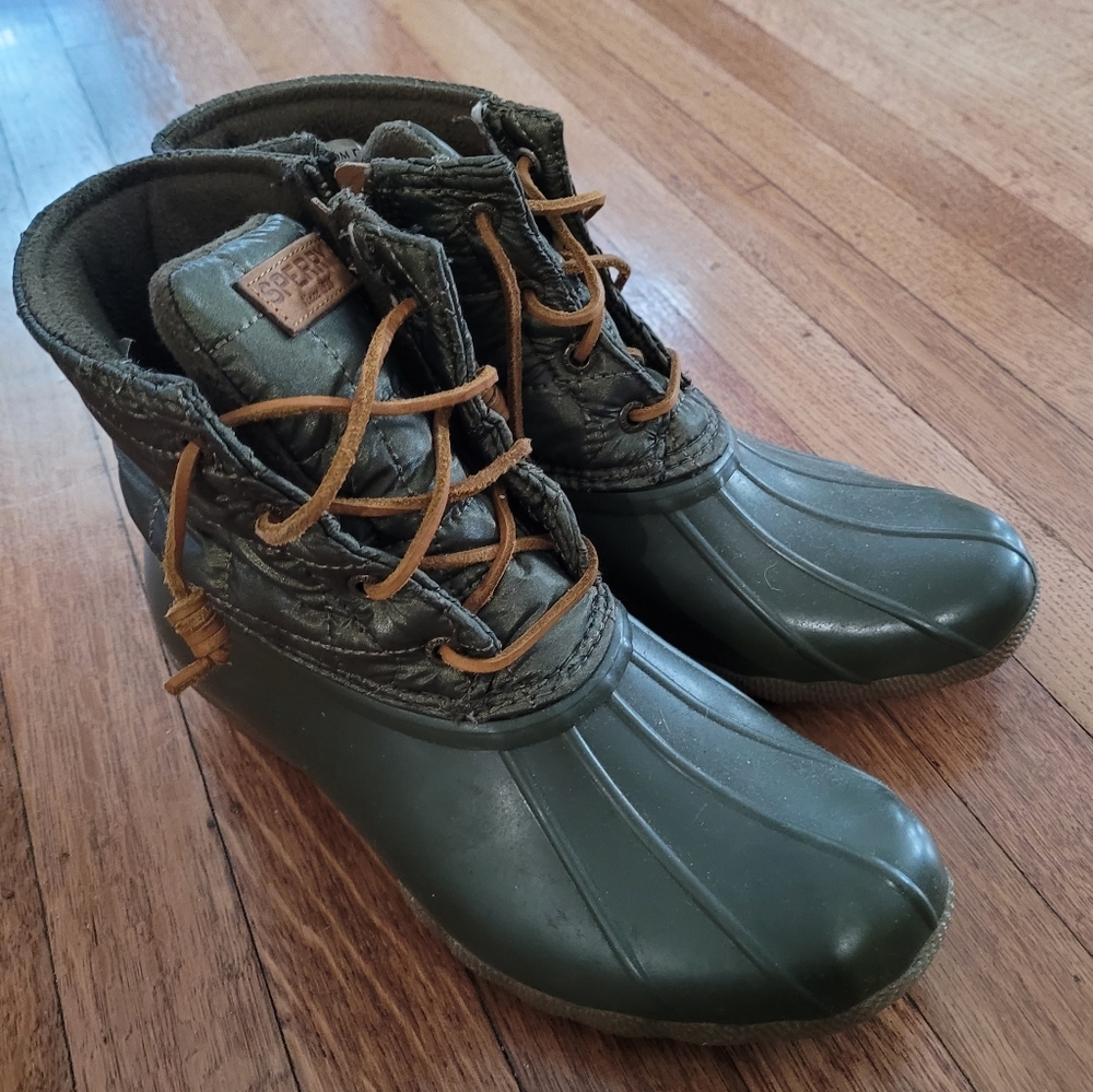 Sperry Waterproof Rubber Boot Size 8 Dark Olive